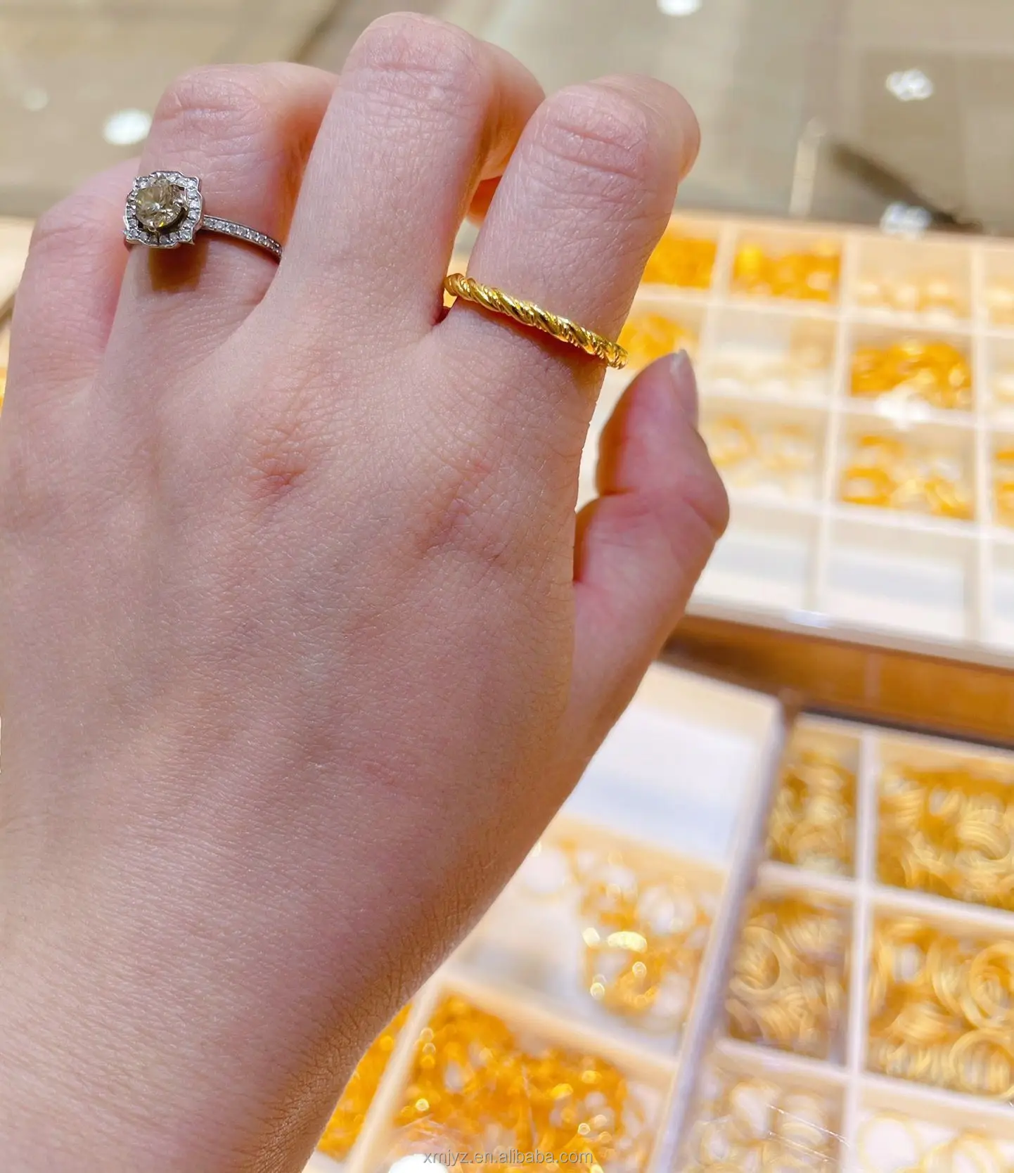 Certified In Stock Wholesale 5D Cyanide-Free Ring Multi-Ring Mouth Can Choose 999 Pure Gold Smiley Ring Fashion Versatile