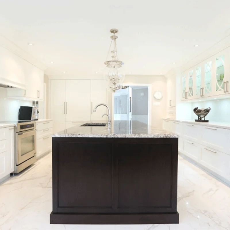 NICOCABINET Customized Mdf Lacquered White Kitchen Furniture Solid Wood Shaker Complete Set Island Kitchen Cabinets