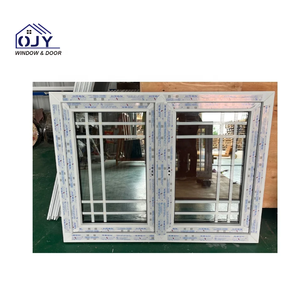 Conch profile style white upvc/pvc casement hurricane impact windows with grill