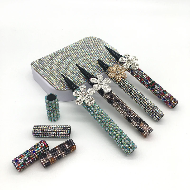 waterproof eyeliner glue pen bling smooth sticky liquid eyeliner lash glue 2 in 1 for false eyelashes diamond vending machine