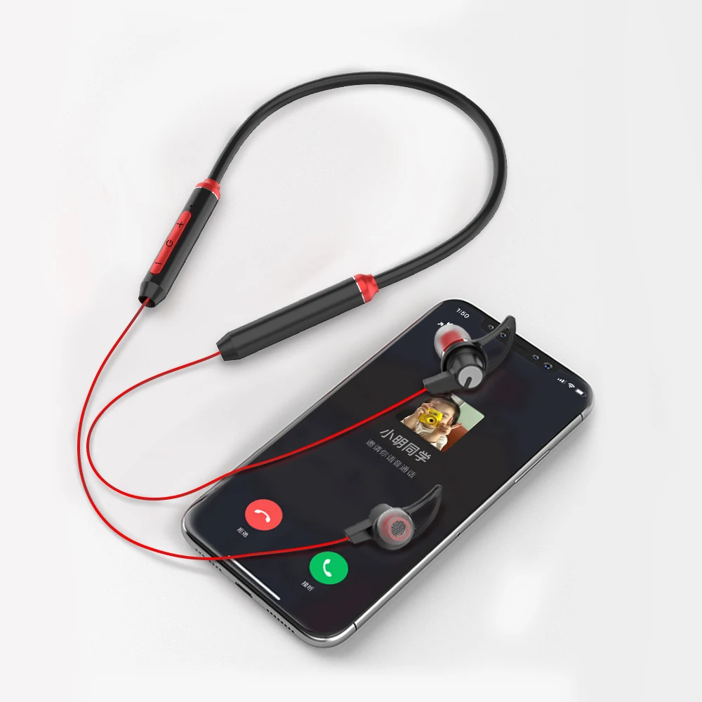 Neckband wireless 5.0 sport Earphone metal magnetic waterproof tws stereo handfree headset