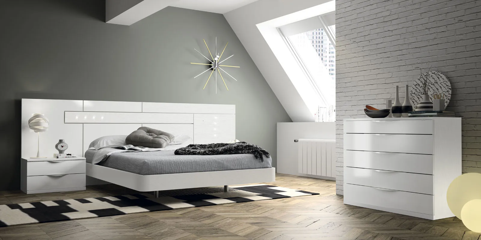 High quality White MDF Bed Home Hotel Bedroom Set Furniture Queen Size Bed