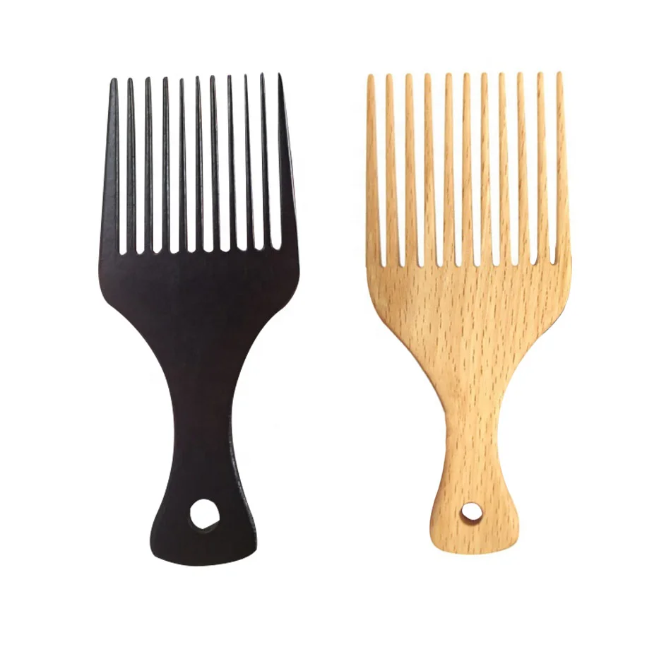 Amazon hots Custom LOGO Mens Wooden Detangling Comb Hair Afro Pick Comb For Travel