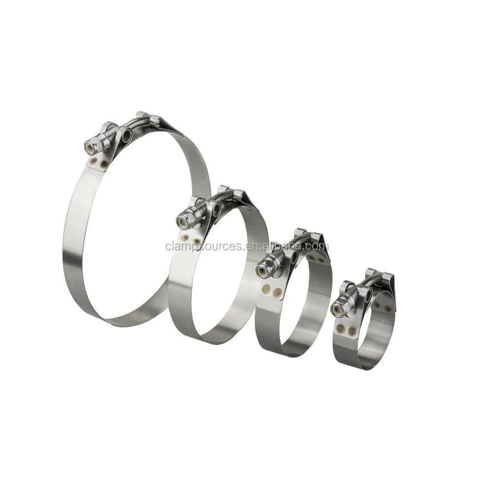 SS304 t bolt clamp zinc plated clamp round band edge 1.26-1.46 inch torque hose clamp