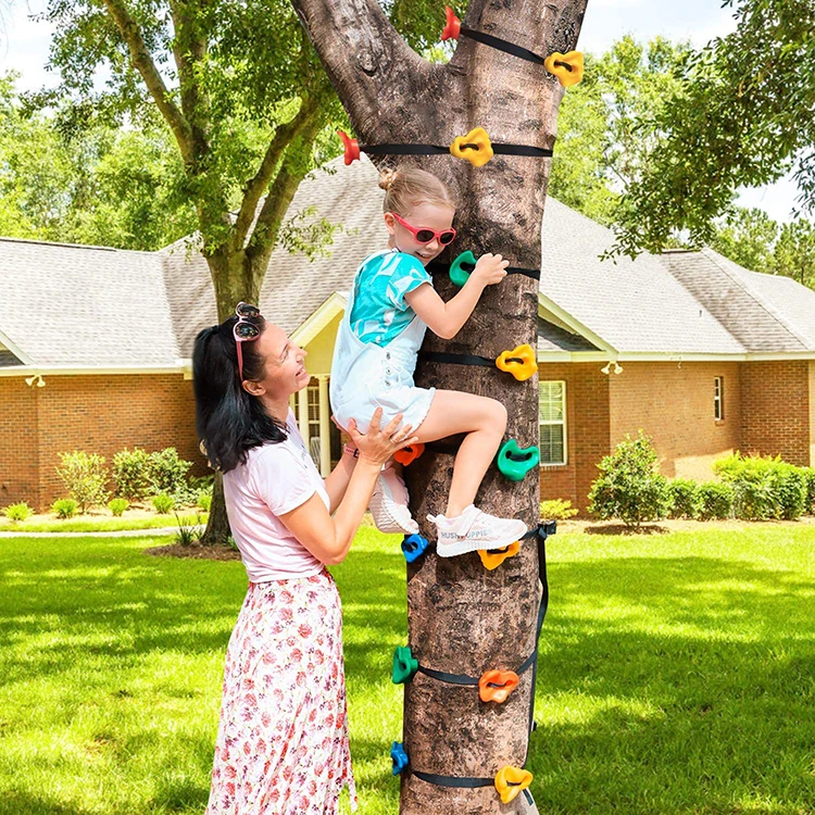 Kids Playground Amusement Park Children Outdoor Adventure Rock Climbing Stones Climbing Wall Swing Holds Rock Climbing Stones