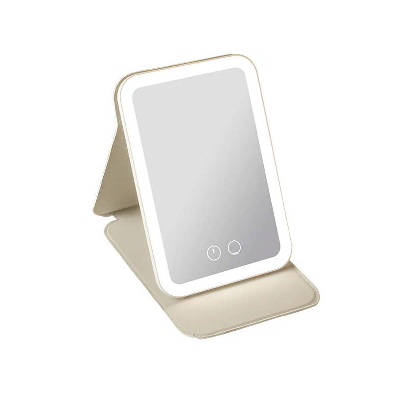 Cosmetic Mirror Desktop Foldable Travel Rechargeable Portable Tabletop Led Makeup Mirror With Led Light Miroir de Maquillage