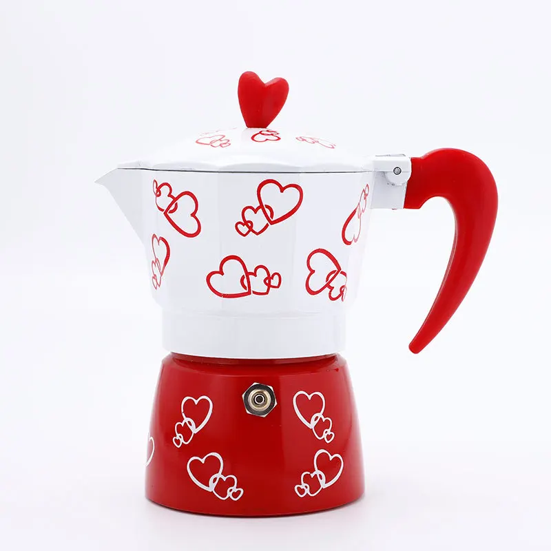 ECO-Friendly Quality Manual Aluminum 12cups Italian Espresso large capacity Moka Pot Camping Innovative red Machine Coffee Maker