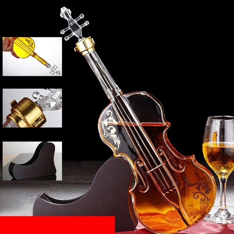 500/1000ml Violin shaped glass wine bottle Home creative sealed shaped bubble medicine empty wine bottle decanter