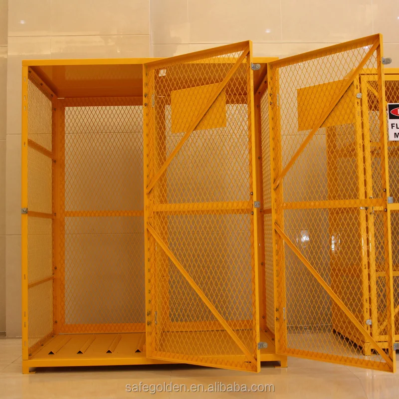 
Yellow stainless steel Gas Cylinder Cabinet for 9 Cylinder, Metal Gas Storage Cabinet for industrial lab usage 