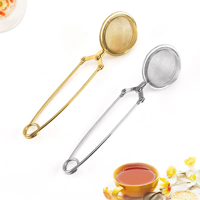 gold tea infuser metal tea ball with handle wholesale loose leaf tea tools
