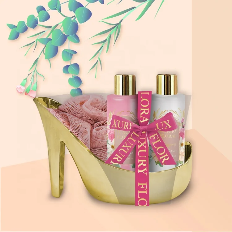 Wholesale Private Label Cosmetics Good Price High Heel Shoes Shape Shower Gel De Douche  And Body Lotion Bath Skin Care Gift Set