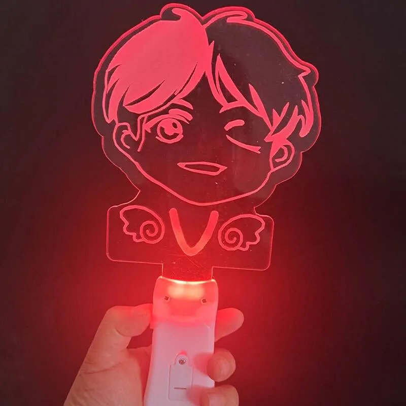 7 Colors Custom KPOP Bangtan Boys Lightstick Acrylic Fluorescent Flashing Stick Cartoon Staff Image Flash Stick for Concert