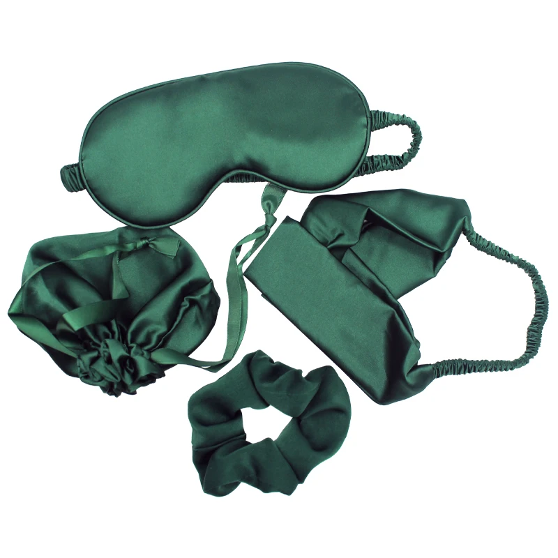 Wedding Souvenir Travel Silk Satin Night Sleep Eye Mask Set With Head Band Gift Bag And Hair Scrunchies