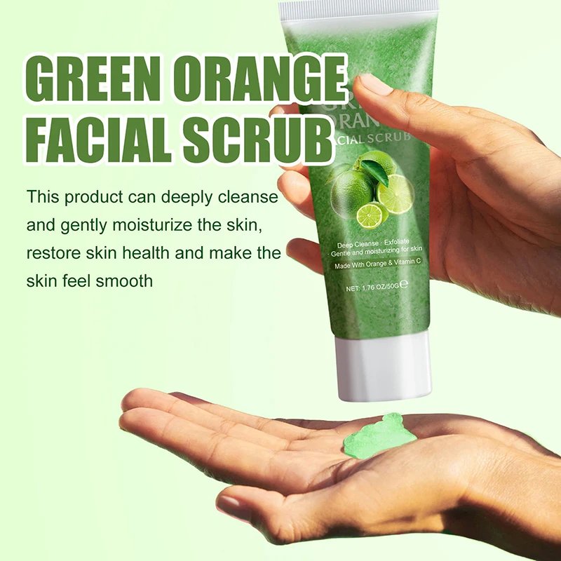 Best Selling 50g Face Skin Care Deep Cleanse Moisturizing Exfoliate Green Orange Facial Scrub