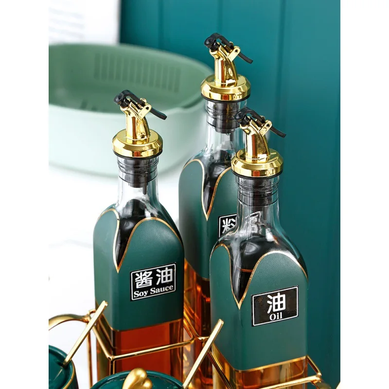 Kitchen Luxury Ceramic Spice Jar Set Salt Sugar Pepper Seasoning Pot Ceramic Seasoning Storage Box With Olive Oil Bottle