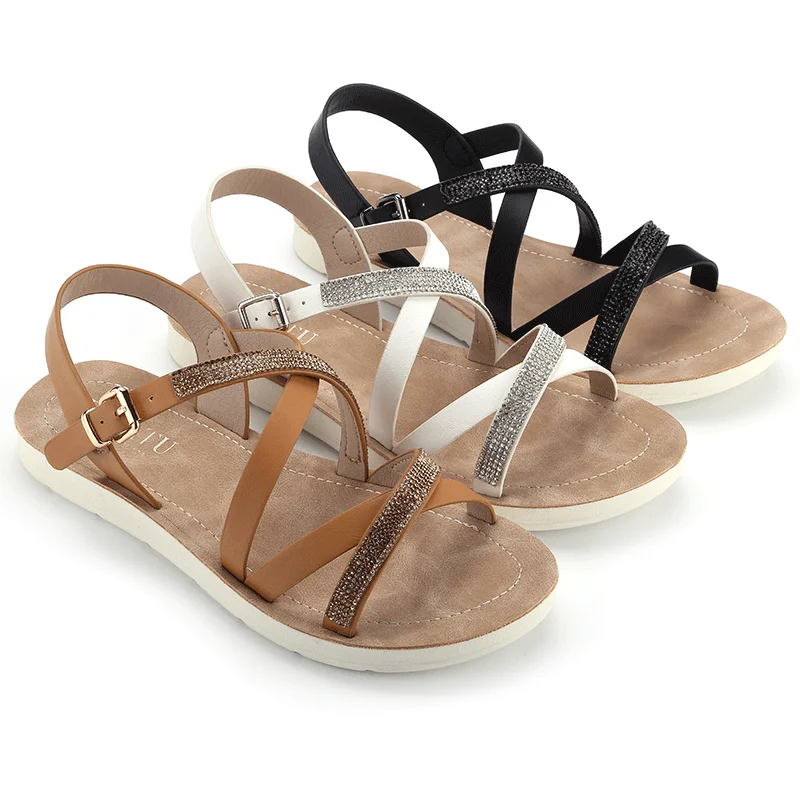 Summer Beach Slippers Pu Casual Women Sexy Flat Custom Womens Shoes Flats Sandals