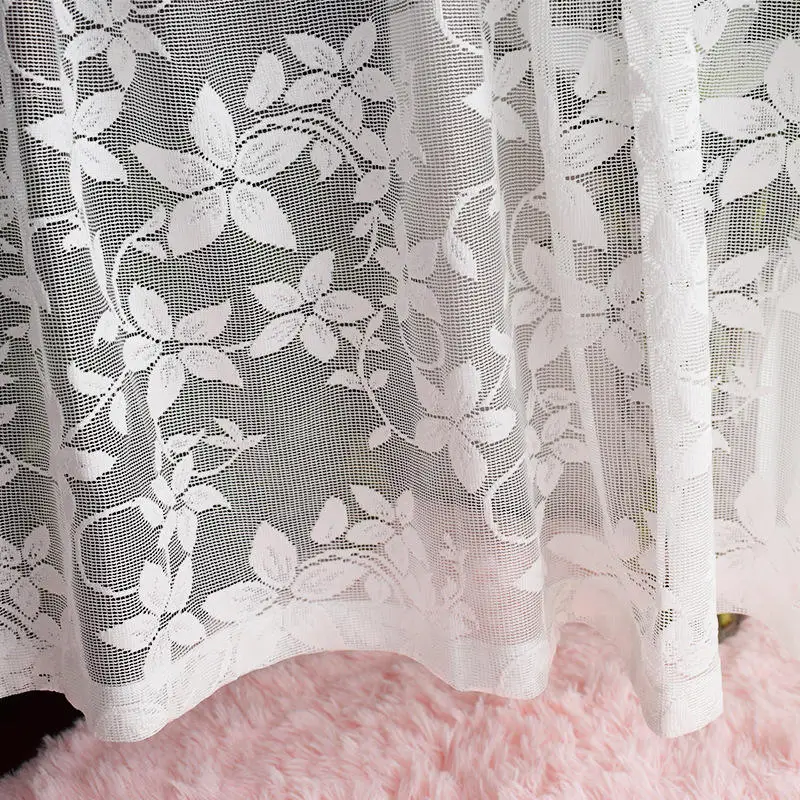 Innermor Delicate Modern Embroidered flower design tulle lace Floral Thread Rod Color Best Kitchen Sheer Curtains