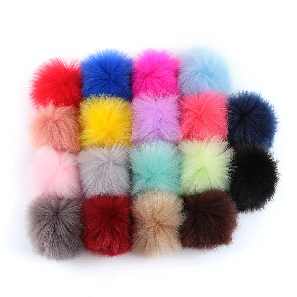 12pcs/set 10cm Multicolor Hat Ball Pom Pom Handmade DIY Artificial Raccoon Ball Wholesale Cap Faux Fox Fur PomPom