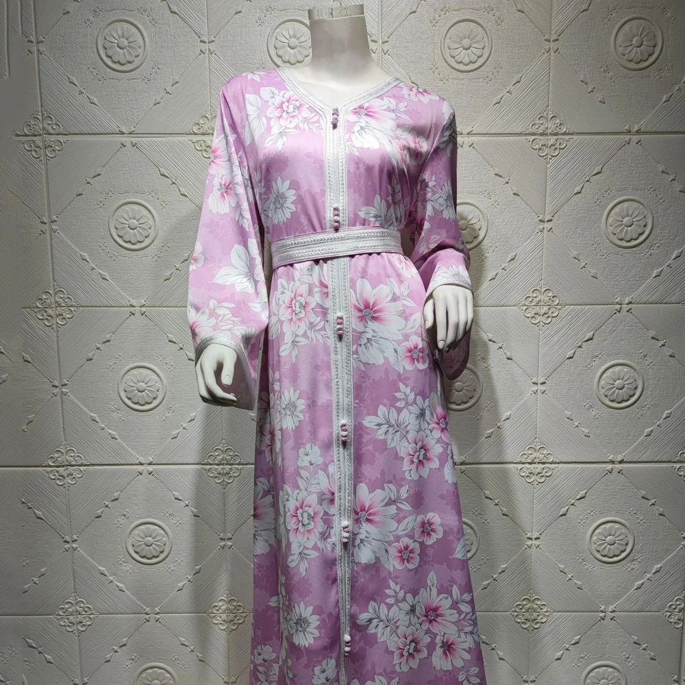 2021 New Fashion Full Sleeve Arabic Islamic Dubai Clothes Boho Maxi Dress Muslim Abaya Dresses For Women