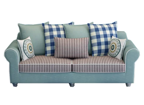 
Mediterranean blue fabric sofa 1+2+3 combination small apartment living room removable and washable sofa 