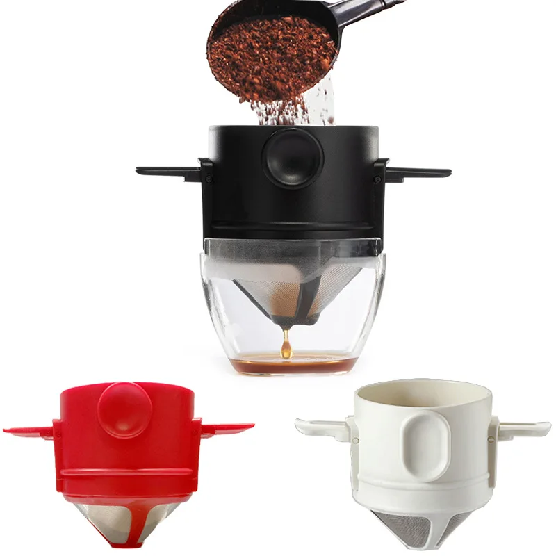 Кофейный фильтр из нержавеющей стали, Безбумажная кофеварка, бытовая портативная кофейная капельница, многоразовая ручная