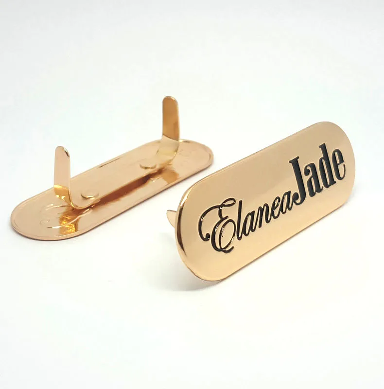 Fashion bag accessory brand plate bag logo custom metal tags for bags laser
