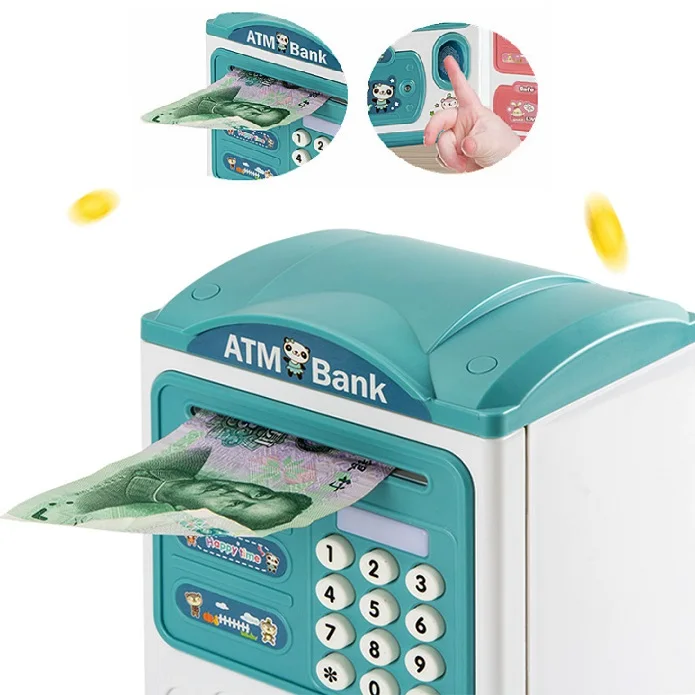 Kid Saving Money Boxes Toys Authentic ATM electronic Money Saver with Password Key Fingerprint Key Keep Cash Toys