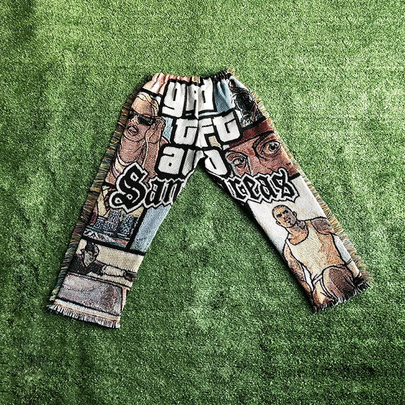 Streetwear Plus Size woman custom Tapestry Pants Jacquard woven trousers Blanket Patchwork Tapestri Pants