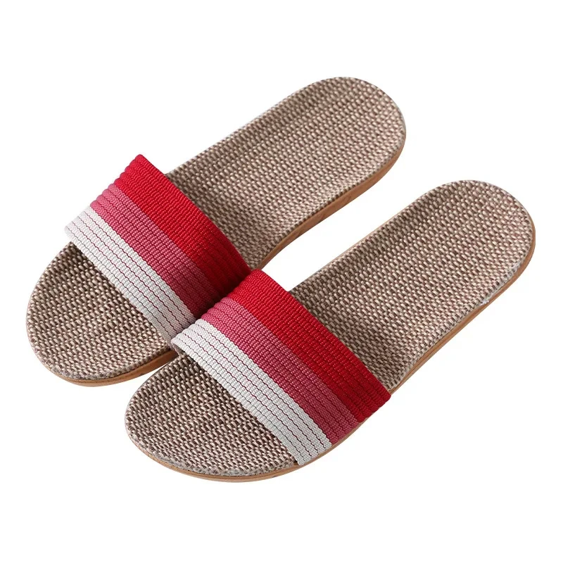 Wholesale Cheap Men House Indoor Slippers 2024 New Summer Fashion Cozy Linen Slippers Women