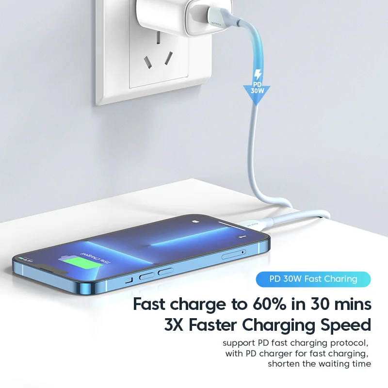 KUULAA Liquid Silicon USB-C Cable C-L  PD27W Data Cable For iPhone13 12 Fast Charging  Cable