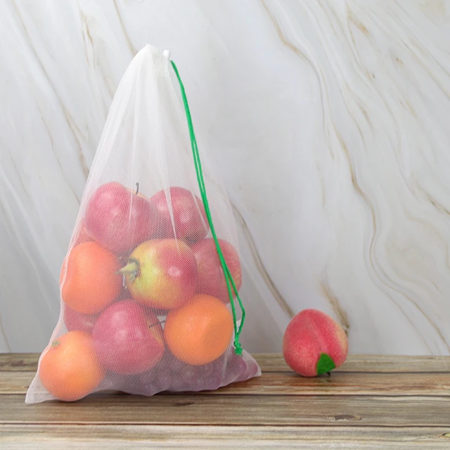 Custom Eco Net Mesh Drawstring Pouch For Fruit Vegetable Potato Packing
