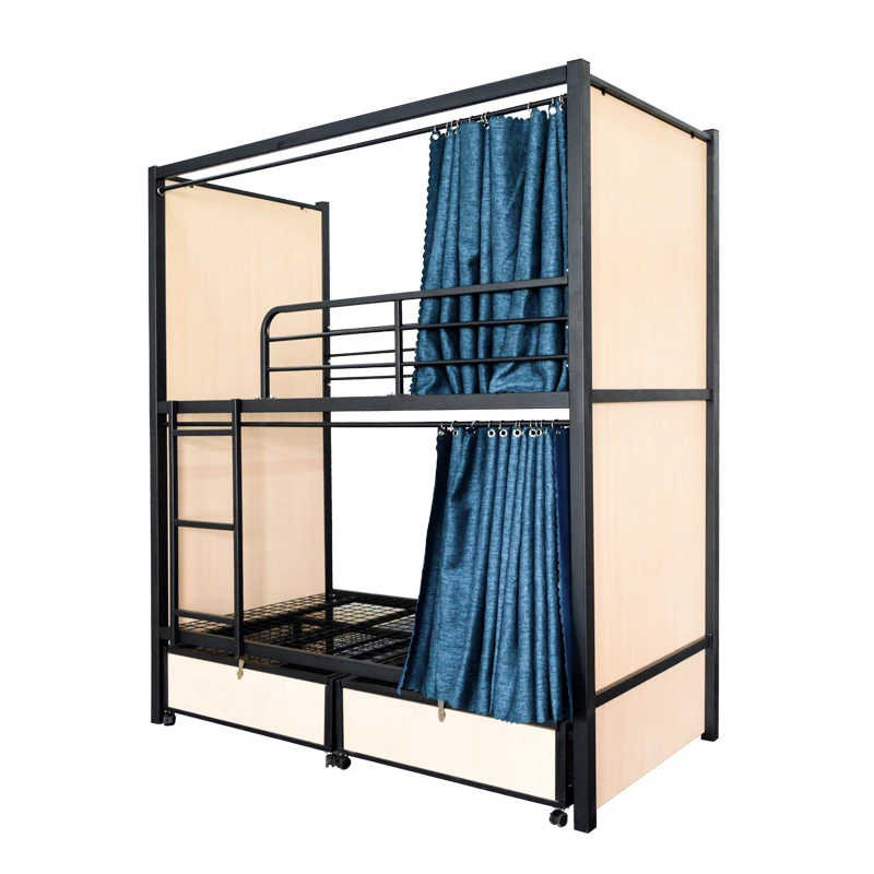 Steel frame hotel lodge OEM bunk bed sleeping box bedroom furniture for hostel and hotel