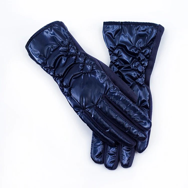 Wholesale winter stylish women gloves wash free down  cotton riding gloves embroidered touchscreen  gloves