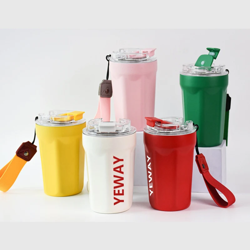Yeway Best Sales 350ml Coffee Mug Set Tasse A Cafe  Reusable Coffee Mug Stainless Steel With Lid Rope Handle Coffee Thermo Mug