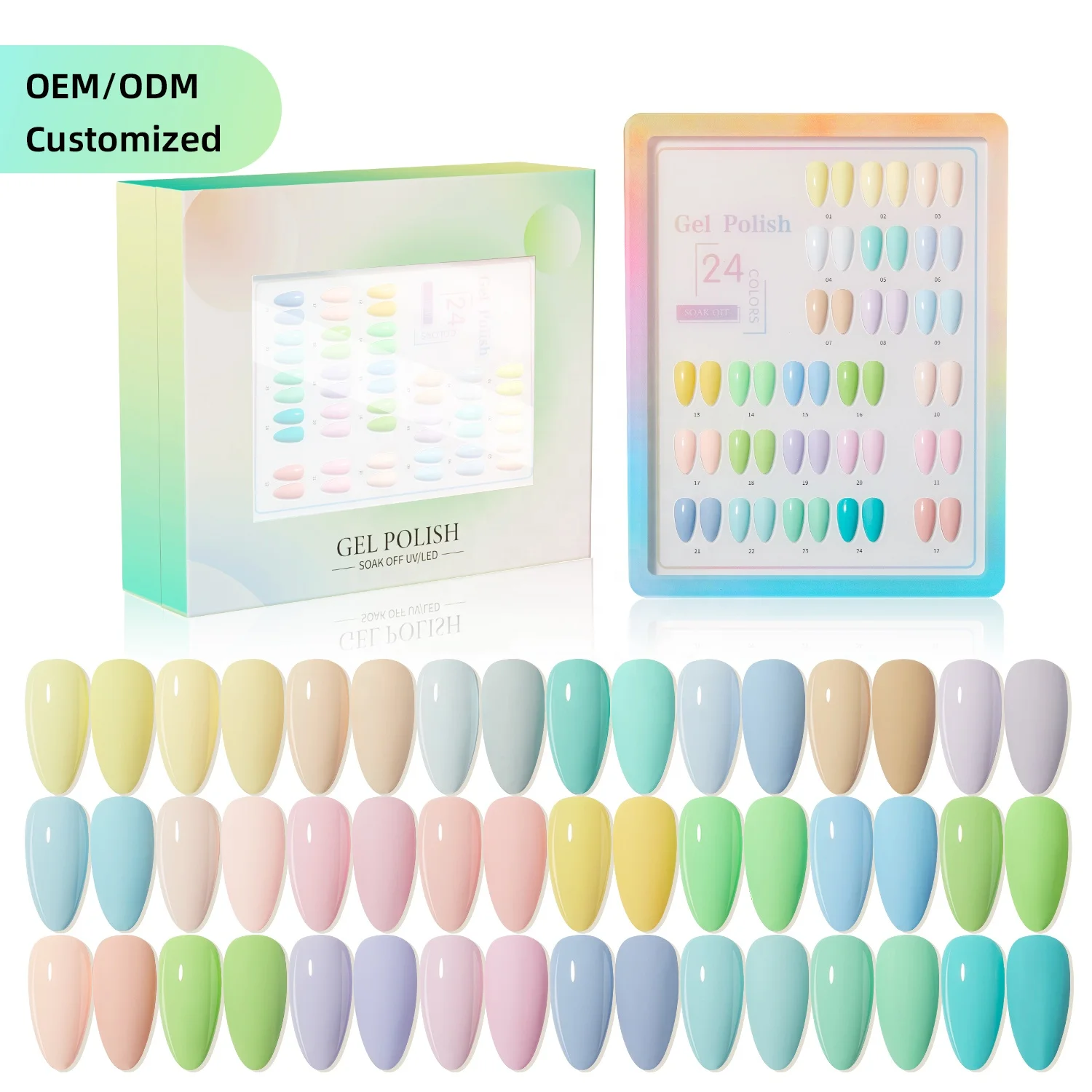 Vendeeni 24 Colors Set Pastel Color Free Sample Private Bottles OEM Soak Off Gel Polish Wholesale Nail Gel Polishes