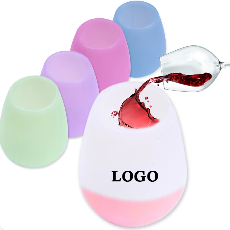 Customized Logo Outdoor Red Silicone Wine Cup Glasses for travel picnic