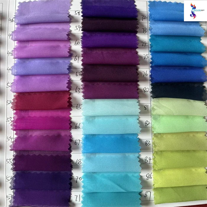 Ready Goods Polyester Plain Dyed Cheap Pure 75d Flat Georgette Silk Chiffon Stock Fabric