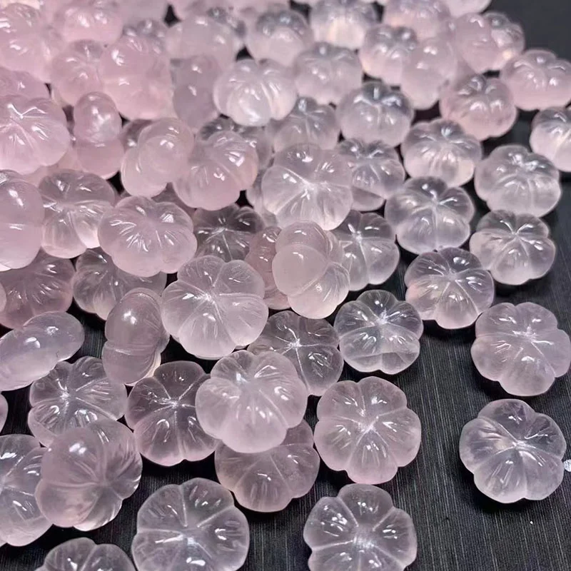 High Quality Natural Rose Quartz Crystal Carving Mini Flower