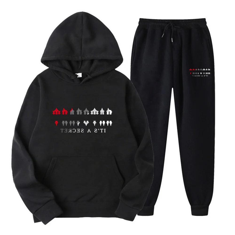 Custom Sportswear Unisex Hoodie and Sweat Pants Set Polyester Cotton Cheap Hoodie Set Men Jogging Two Piece Set Hoodie