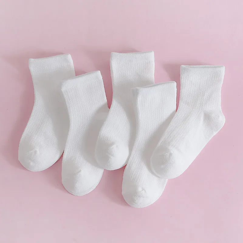 Versatile Elastic Baby White Student Stockings Girls and Boys Pantyhose Feel Comfortable Knitted High-Ankle for Summer