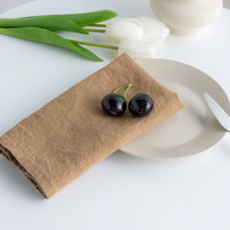 dinner table stone washed napkins hemstitch Wholesale 100% pure linen soft comfortable