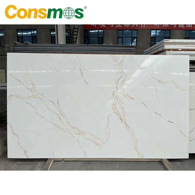 High Quality Calacatta White Quartz Stone Slab Artificial Stones for Kitchen