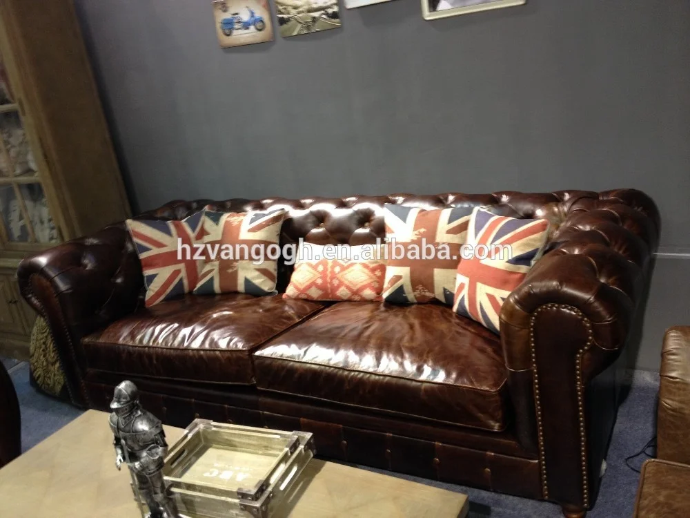 Antique French country style  high quality leather sofa luxury french sofa set