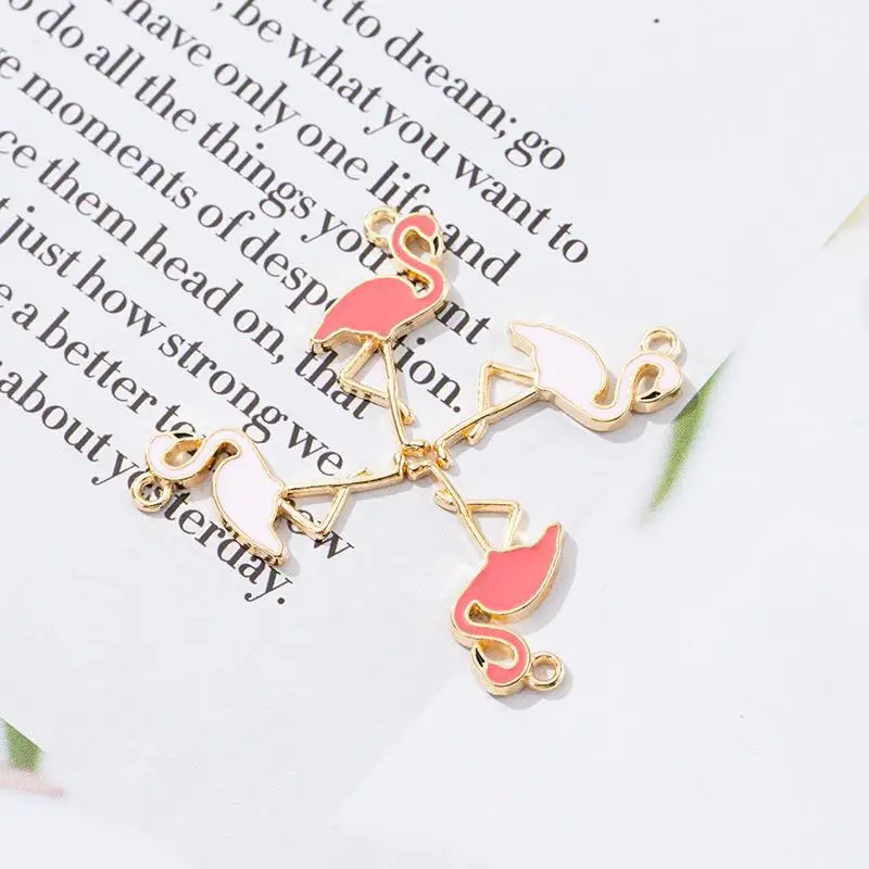 enamel flamingo diy earrings necklace jewelry clothes bag shoe metal parts accessories charm pendant for jewelry making