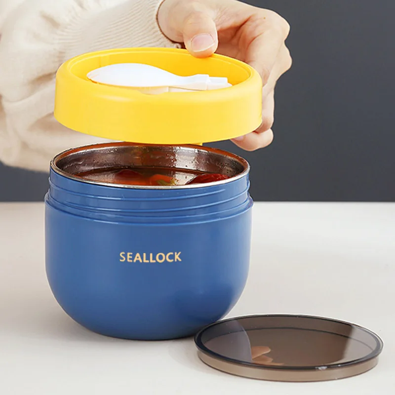 Portable 304 Stainless Steel Bowl 600 ML Yogurt Porridge Pot Breakfast Cup Oatmeal Cup Preservation Lunch Box For Kids