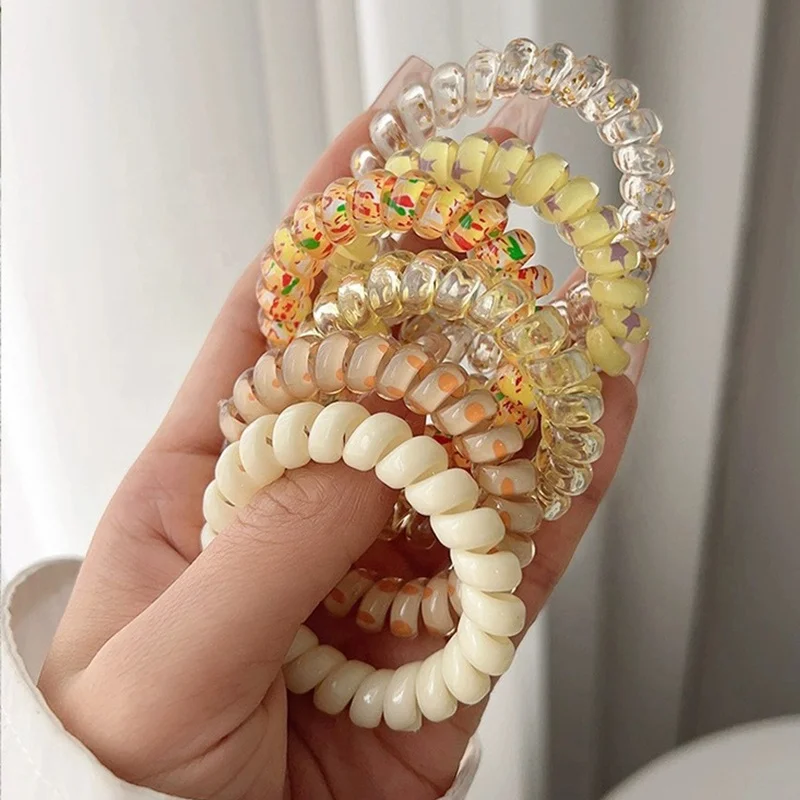 6pcs/bag Elastic Hair Scrunchies Ponytail Rope Telephone Wire Coils for Women Accessory