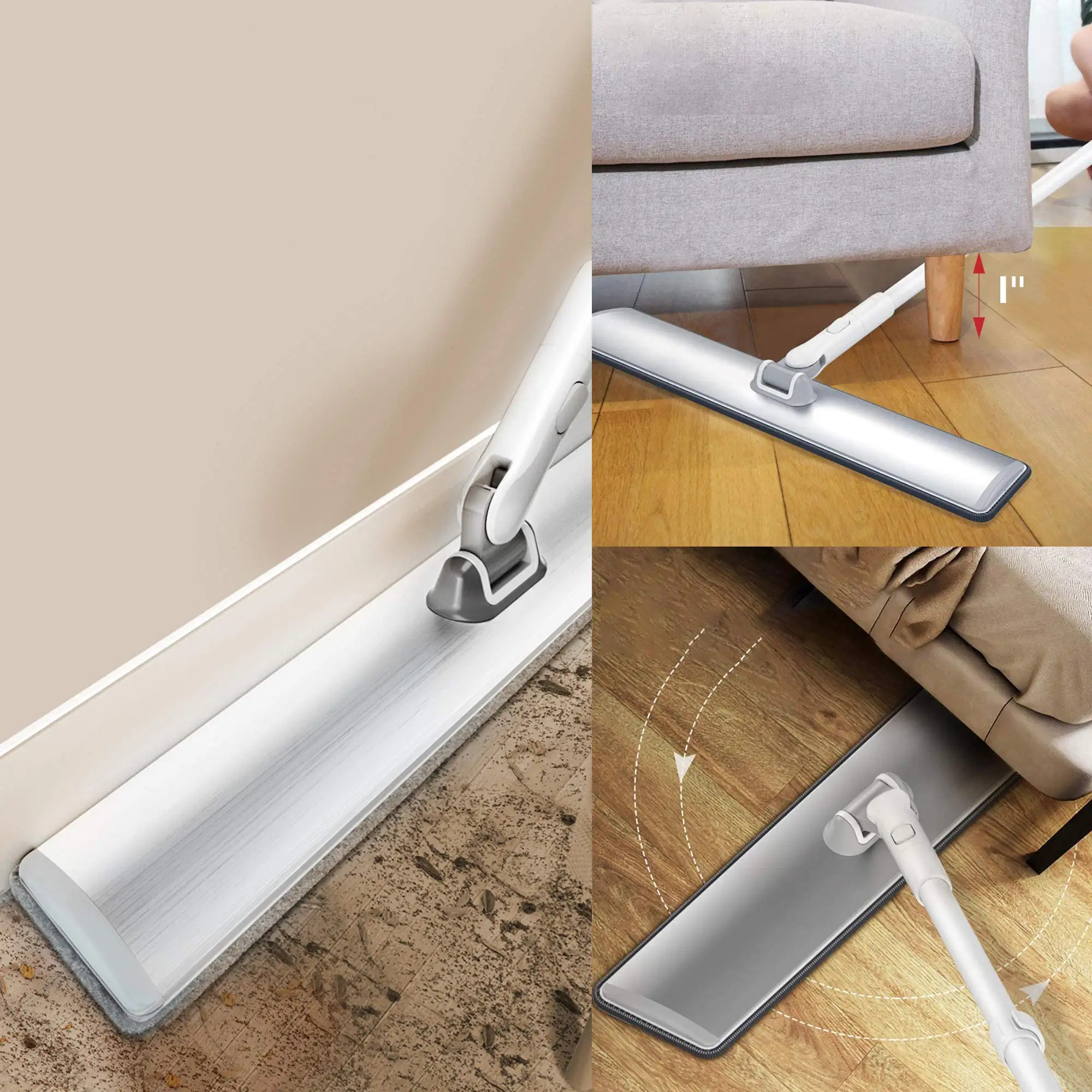 Amazon E5 Without Bucket Microfiber Flat Head Mop For Floor Cleaning Walls With 2 Microfiber Pads