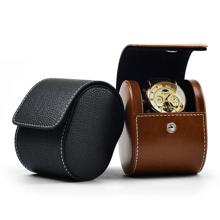 SUNDO Leather Single Travel Watch Packaging Roll Wholesale Factory Custom Logo Black Brown All Kinds of Watch Box Case CN;GUA