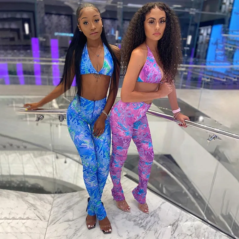 
sexy dresses 2021 bodycon Chinese Style sexy corset sling print pattern short 2pc clothing two piece sets women 