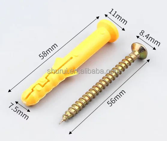 Self Tapping Wall Anchors Plugs Plastic Expansion with Metal Screw Kit(100PCS)